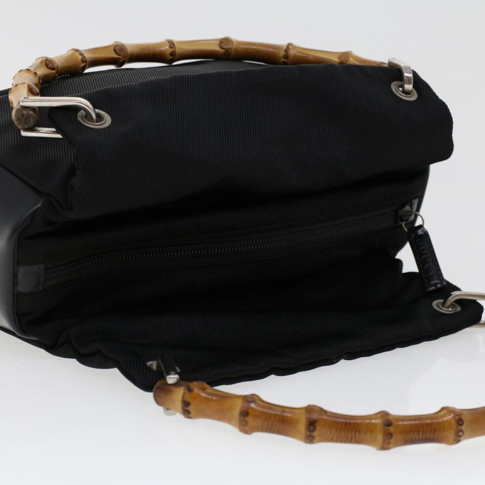 Gucci Bamboo Shoulder Bag Nylon Leather Black 000•1014•0575 5 ep820