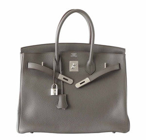 HermesBirkin 35 Etain Clemence Bag