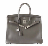 HermesBirkin 35 Etain Clemence Bag