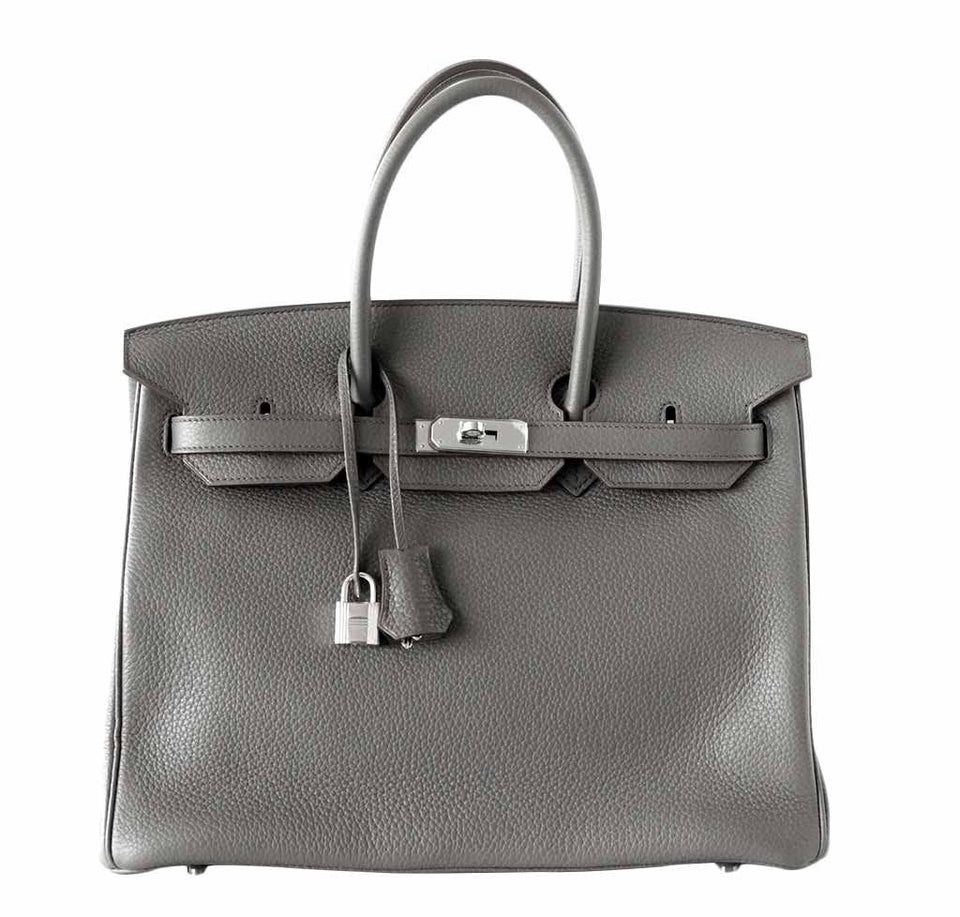 HermesBirkin 35 Etain Clemence Bag