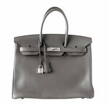 HermesBirkin 35 Etain Clemence Bag