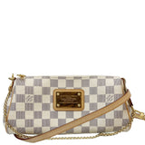 Louis Vuitton Pochette Eva Damier Azur Clutch Crossbody Bag White