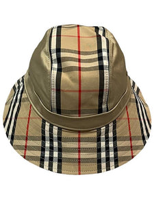 Luxury Burberry Check Pattern Bucket Hat Beige