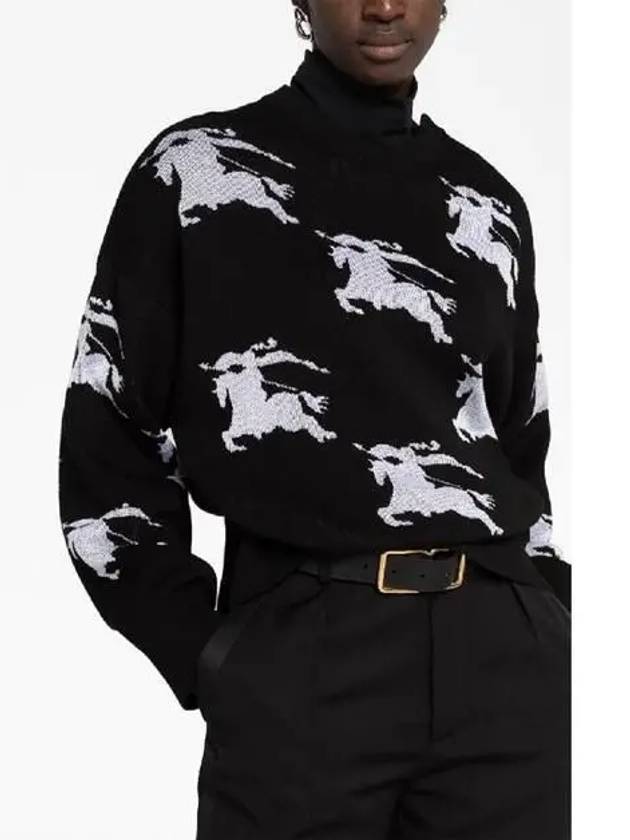 Luxury Burberry EKD Cotton Silk Jacquard Knit Top Black