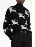 Luxury Burberry EKD Cotton Silk Jacquard Knit Top Black