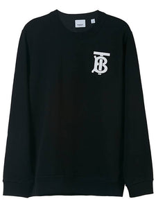 Luxury Burberry Monogram Motif Crew Neck Sweatshirt Black