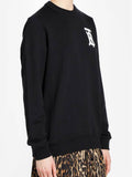 Luxury Burberry Monogram Motif Crew Neck Sweatshirt Black