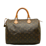 Louis Vuitton Monogram Speed 30 Handbag Brown PVC Leather Lady Louis Vuitton