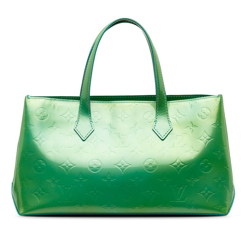 Louis Vuitton Monogram Verney Handbag Patent Leather Blue Lagoon Green Lady Lagoon