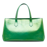 Louis Vuitton Monogram Verney Handbag Patent Leather Blue Lagoon Green Lady Lagoon