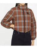 Luxury Burberry Check Nylon Down Padding Dark Birch Brown
