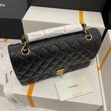 Chanel Classic Medium Flap Bag Black Caviar Gold – Bags Junction