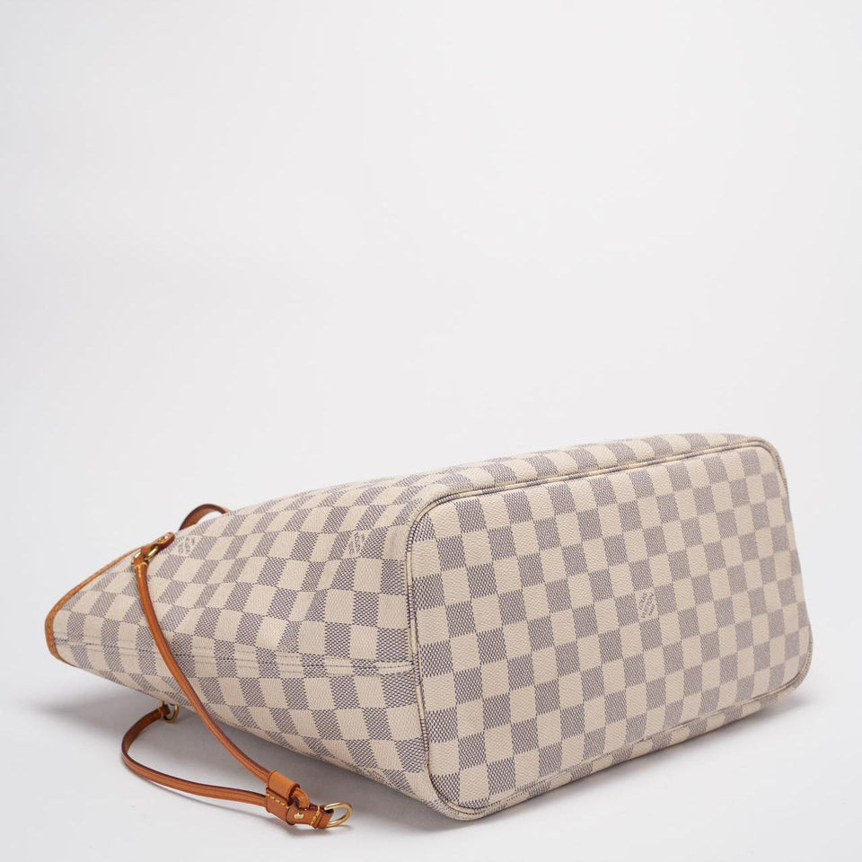 Louis Vuitton MM Damier Azur Beige Tote Bag with Removable Pouch