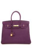 Hermes2012 Anemone 35cm Togo Birkin Handbag W/ Gold HW