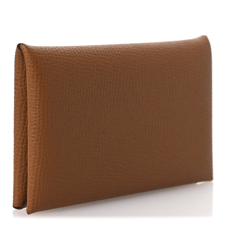 Hermes Epsom Calvi Card Case Gold