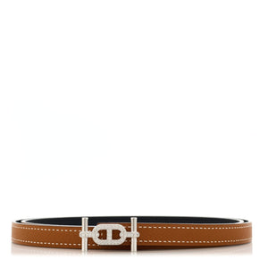 Hermes Swift Epsom 18K White Gold Diamond 13mm Ancre Belt 85 34 Black Gold