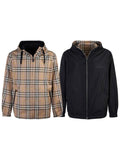 Luxury Burberry Vintage Check Reversible Hooded Jacket Beige