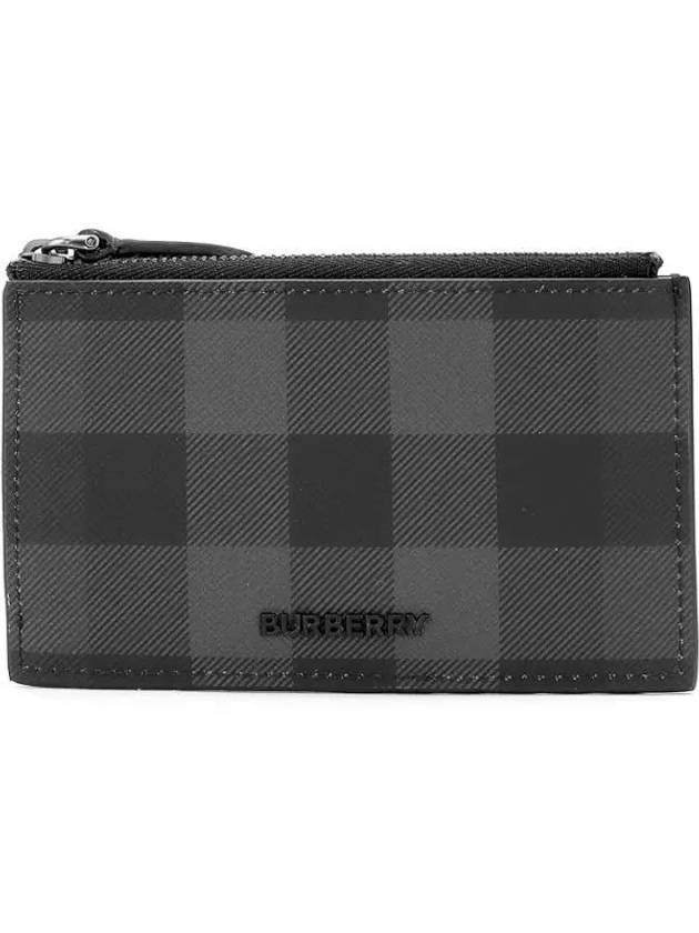 Luxury Burberry Check Zip Card Wallet Grey