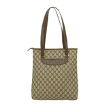 Gucci GG Canvas Shoulder Bag PVC Leather Beige fm1310