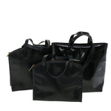 Gucci Hand Bag Leather 3Set Black fm1716