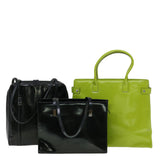 Gucci Shoulder Bag Leather 3Set Black Green fm1718