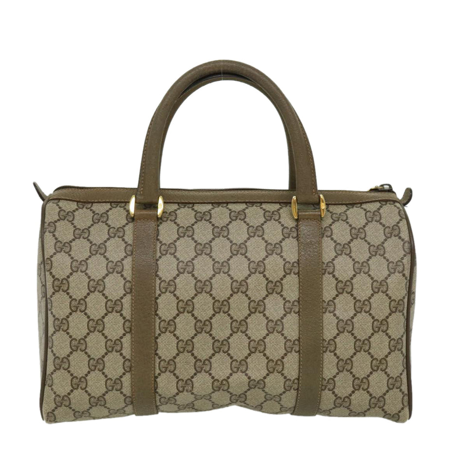 Gucci Web Sherry Line GG Canvas Boston Bag PVC Leather Beige Green fm1775