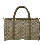 Gucci Web Sherry Line GG Canvas Boston Bag PVC Leather Beige Green fm1775