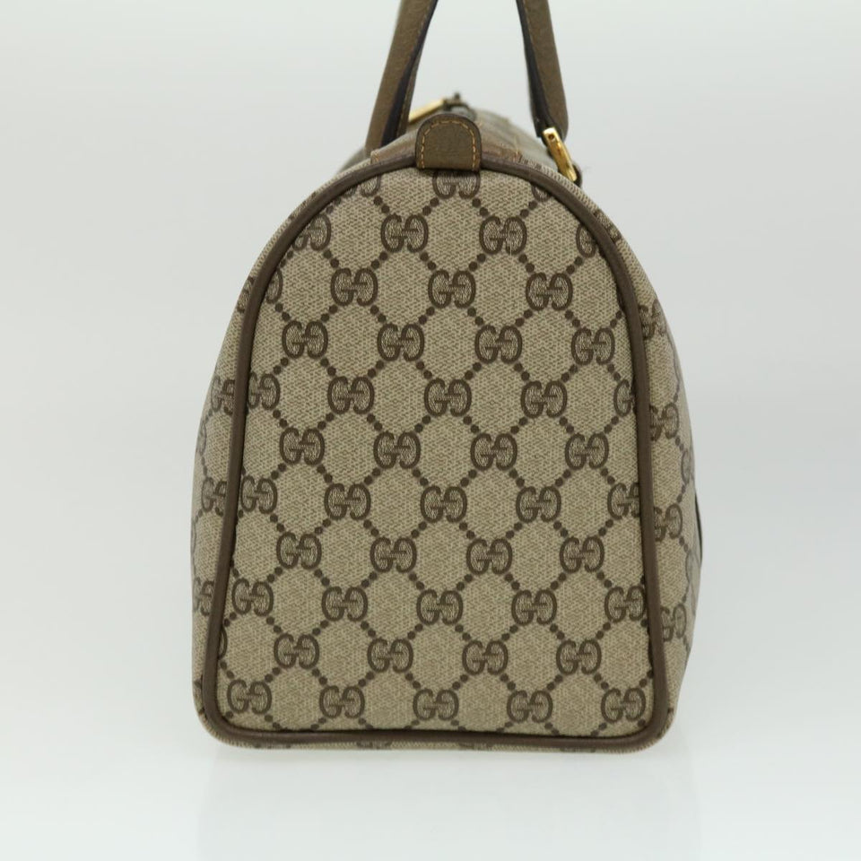 Gucci Web Sherry Line GG Canvas Boston Bag PVC Leather Beige Green fm1775
