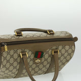 Gucci Web Sherry Line GG Canvas Boston Bag PVC Leather Beige Green fm1775