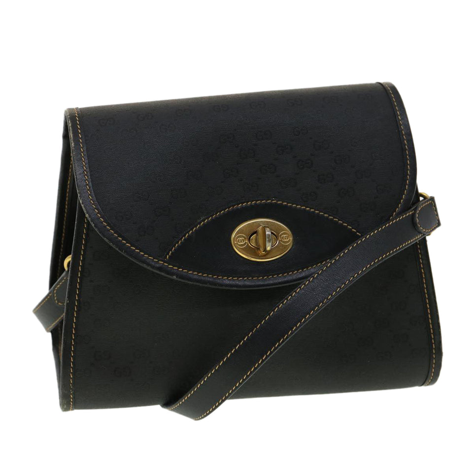Gucci Micro GG Canvas Turn Lock Shoulder Bag Black fm1814