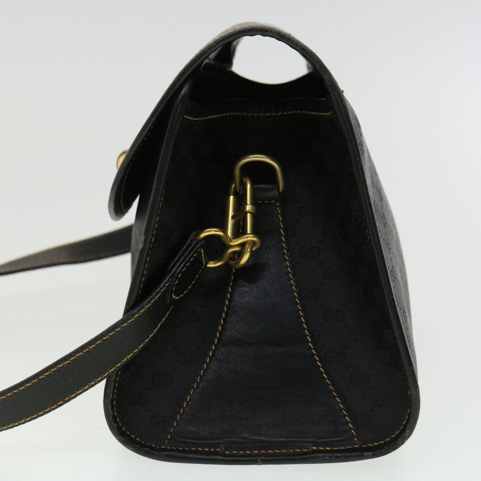 Gucci Micro GG Canvas Turn Lock Shoulder Bag Black fm1814