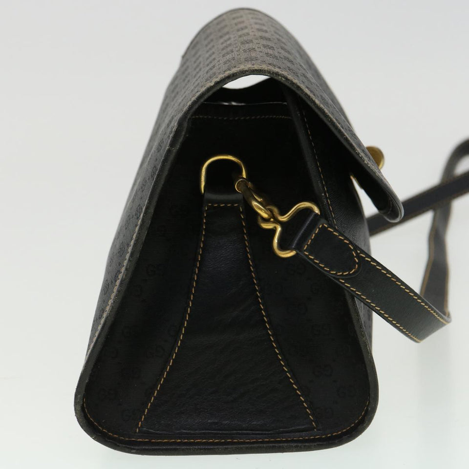 Gucci Micro GG Canvas Turn Lock Shoulder Bag Black fm1814