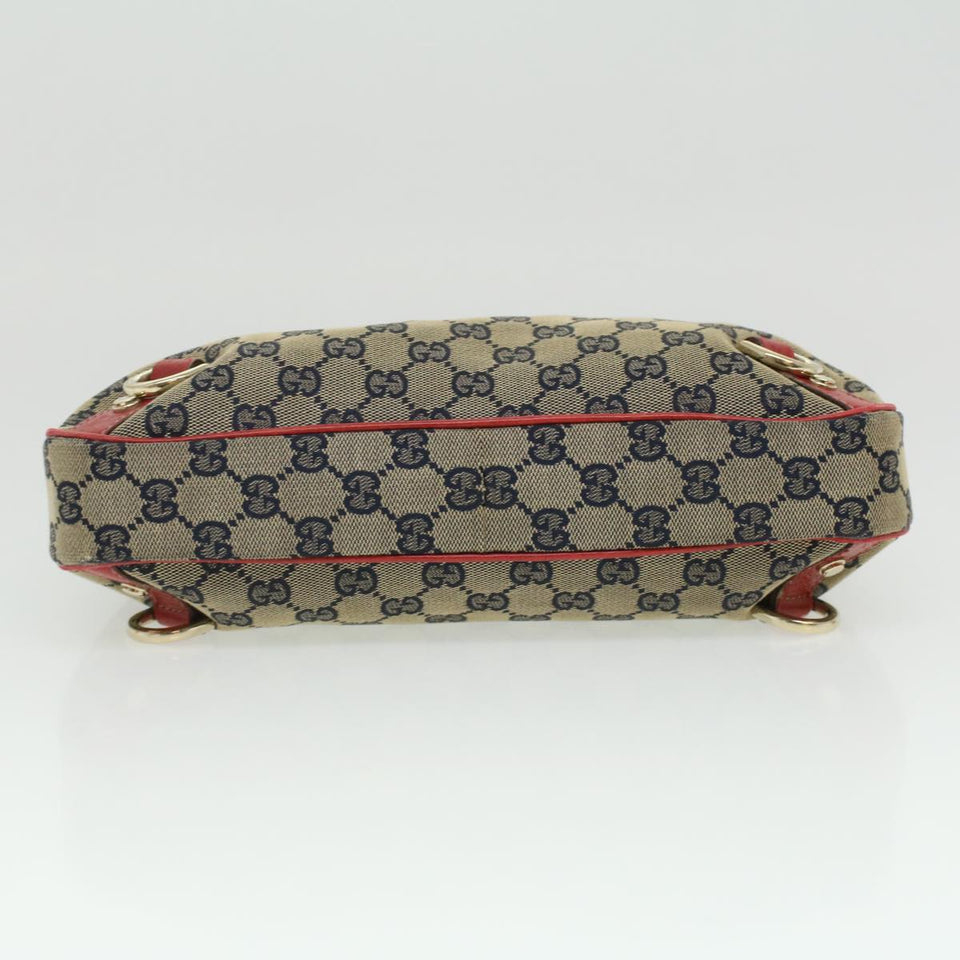 Gucci GG Canvas Shoulder Bag Beige Red fm1893