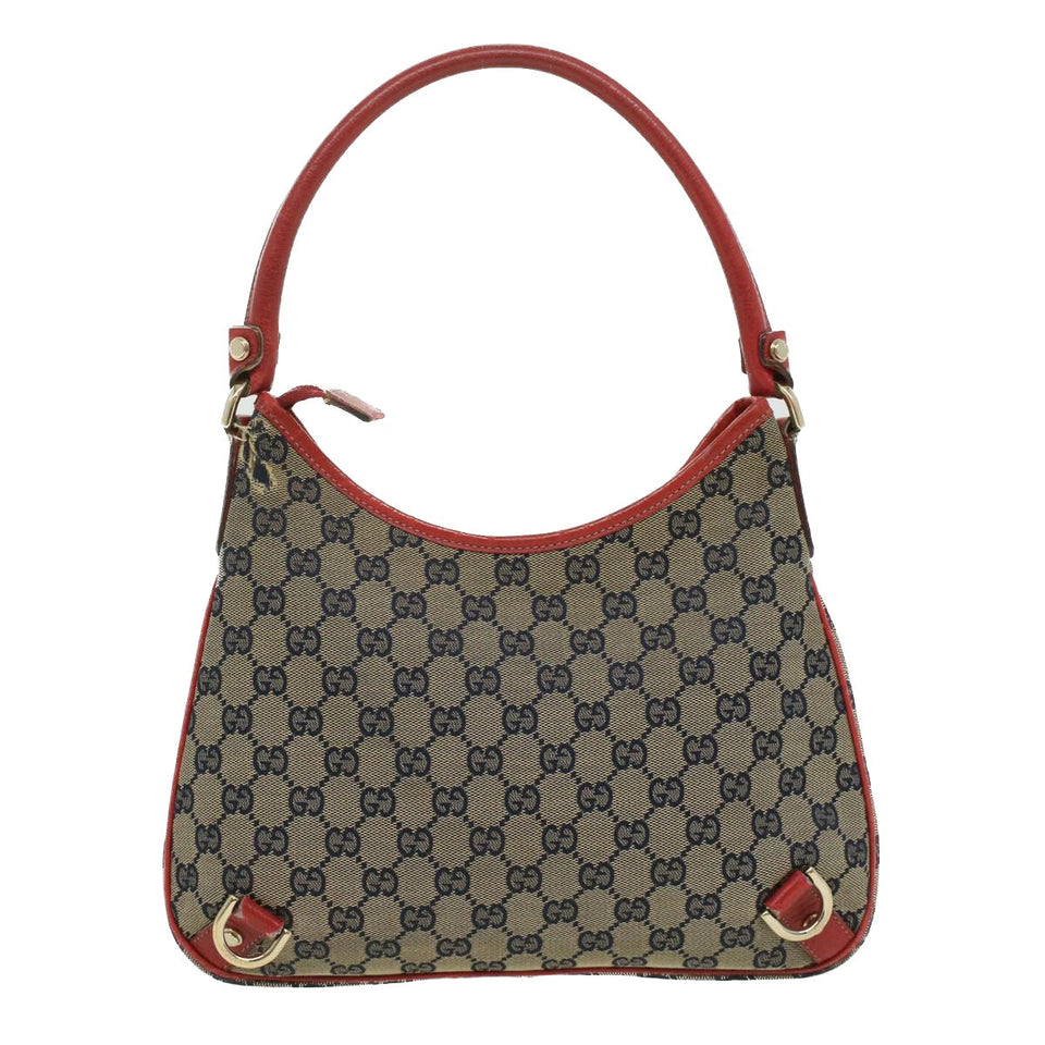 Gucci GG Canvas Shoulder Bag Beige Red fm1893