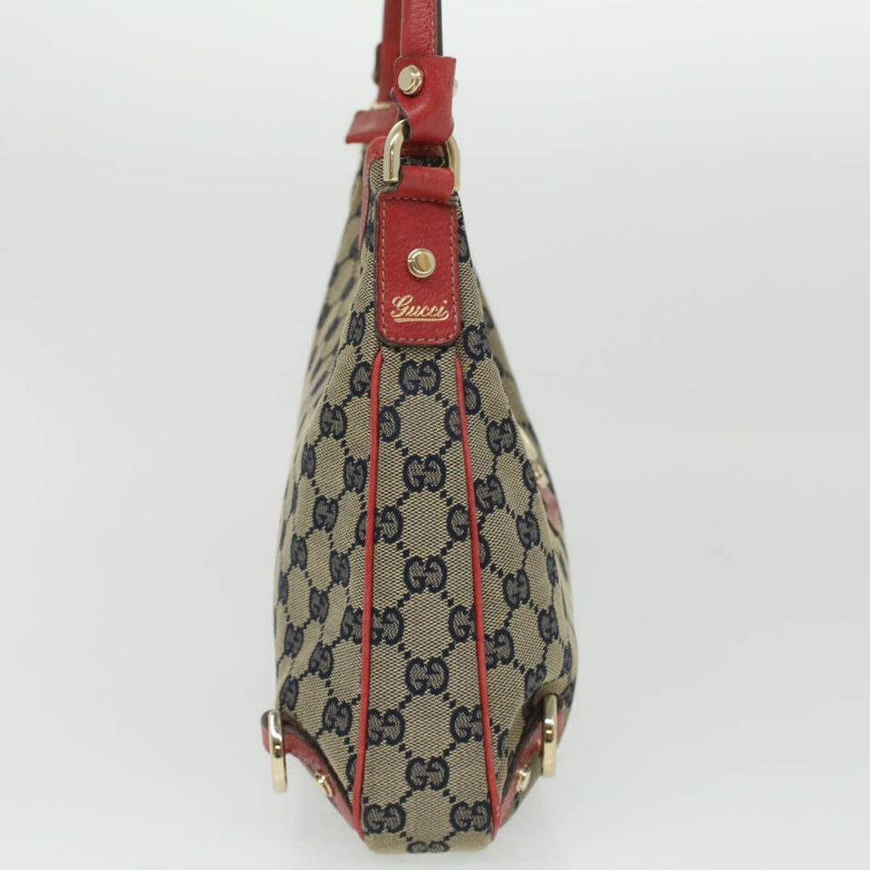 Gucci GG Canvas Shoulder Bag Beige Red fm1893