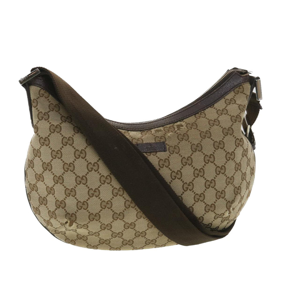 Gucci GG Canvas Shoulder Bag Beige Dark Brown 181092 fm2121