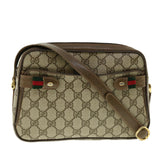 Gucci GG Canvas Web Sherry Line Shoulder Bag Beige Red Green fm2200