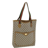 Gucci GG Plus Canvas Web Sherry Line Tote Bag Beige Red Green fm2209
