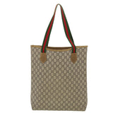 Gucci GG Plus Canvas Web Sherry Line Tote Bag Beige Red Green fm2209