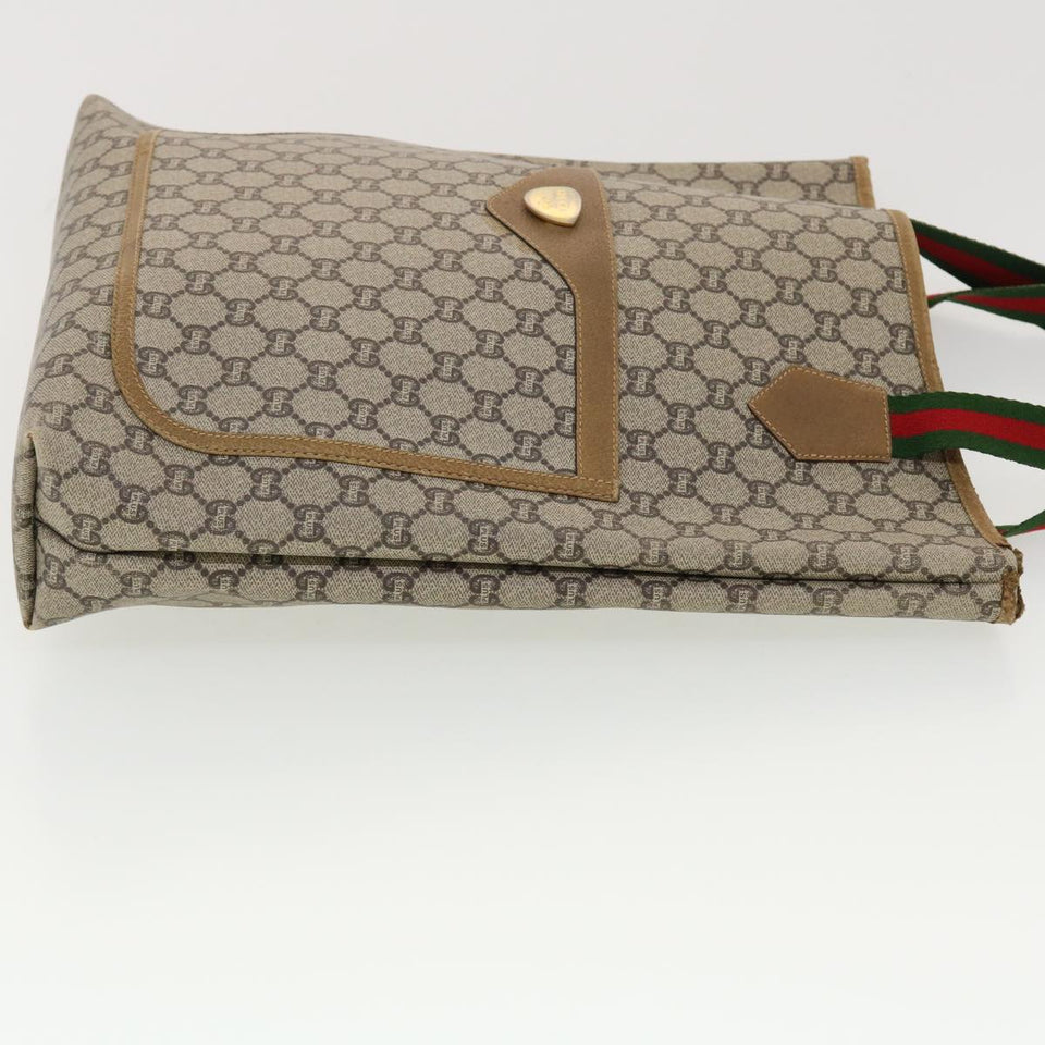 Gucci GG Plus Canvas Web Sherry Line Tote Bag Beige Red Green fm2209