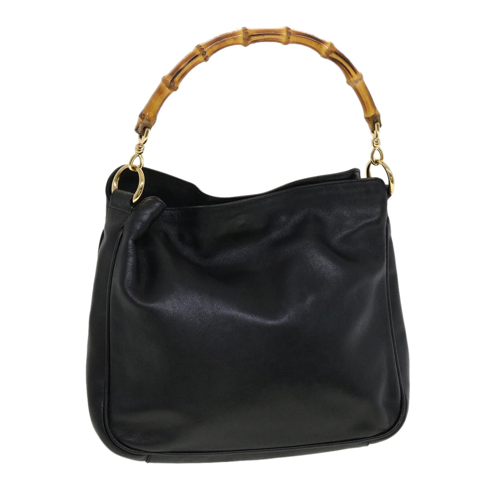 Gucci Bamboo Shoulder Bag Leather Black fm2313