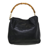 Gucci Bamboo Shoulder Bag Leather Black fm2313