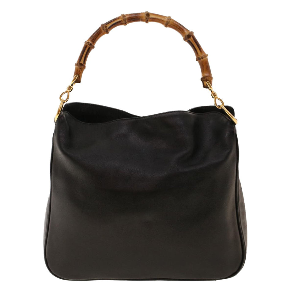 Gucci Bamboo Shoulder Bag Leather Black fm2318