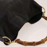 Gucci Bamboo Shoulder Bag Leather Black fm2318