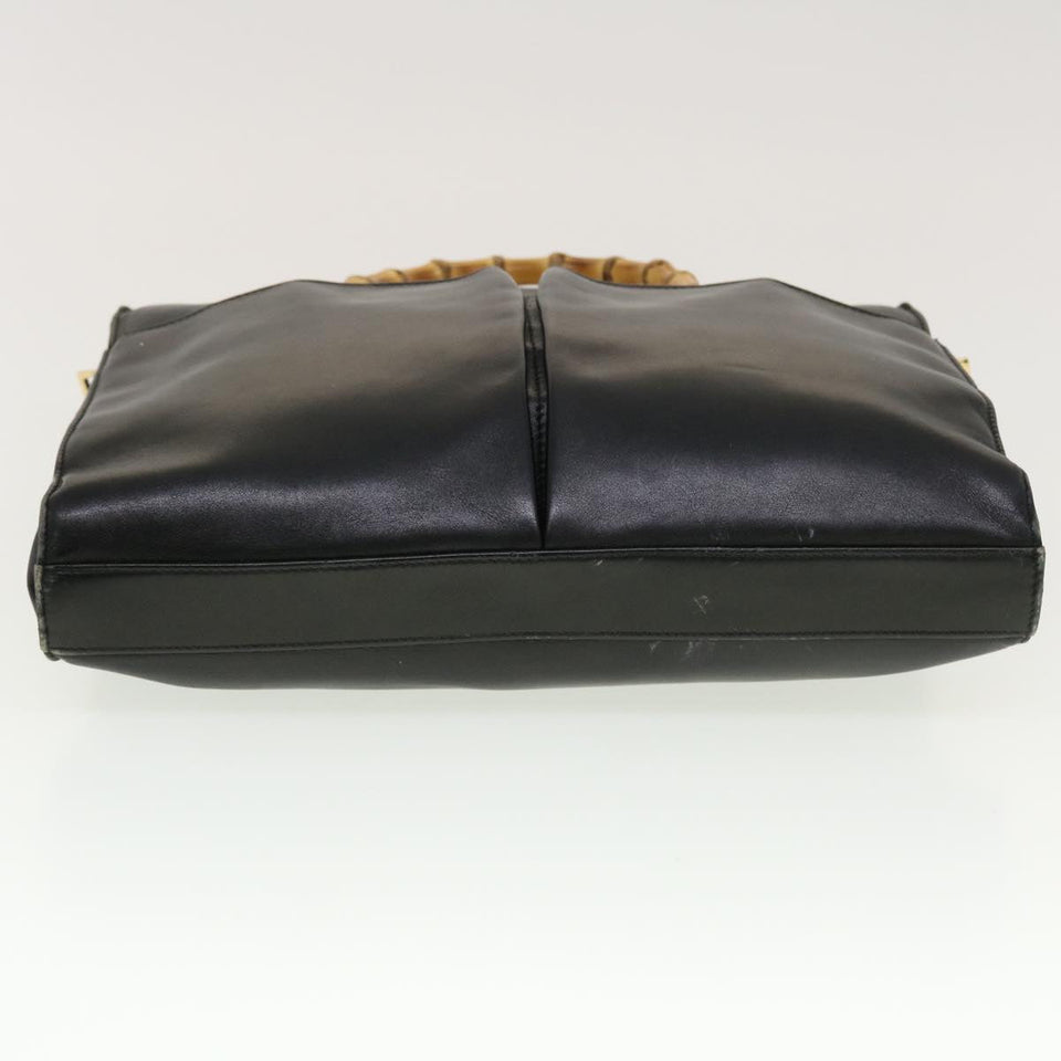 Gucci Bamboo Hand Bag Leather 2way Black fm2374