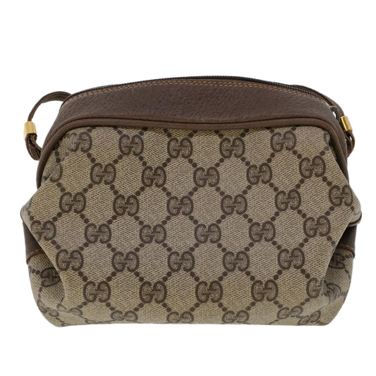 Gucci GG Canvas Shoulder Bag PVC Leather Beige fm2421
