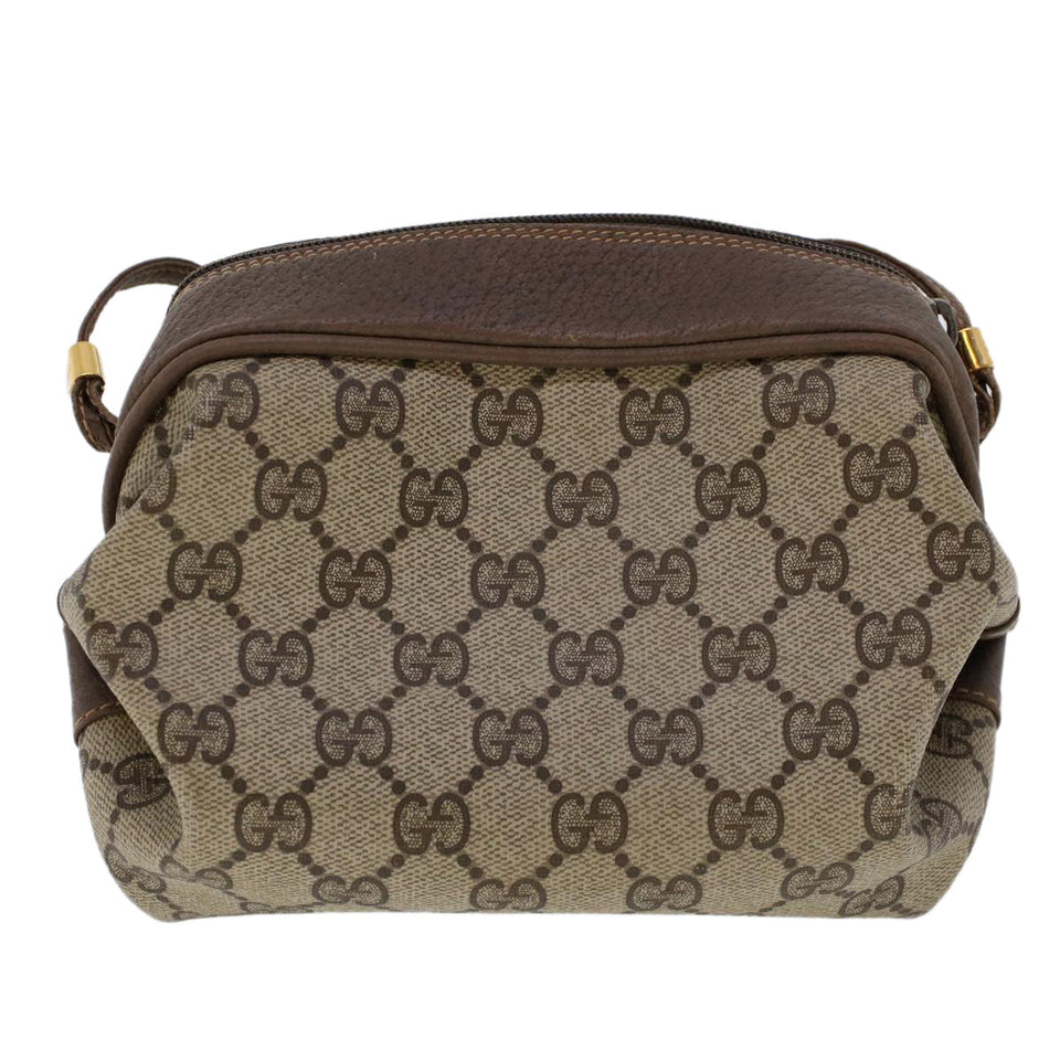 Gucci GG Canvas Shoulder Bag PVC Leather Beige fm2421