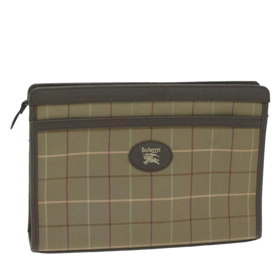 Luxury BurberrySs Nova Check Clutch Bag Canvas Brown Auth fm3178