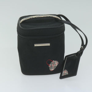 Luxury Burberry s Cosmetic Clutch Bag Leather 2Set Black Brown Auth fm3179