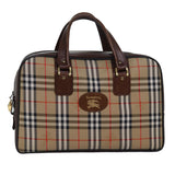 Luxury BurberrySs Nova Check Boston Bag Canvas Beige Auth fm3564